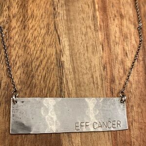 “EFF Cancer” hammered silver necklace